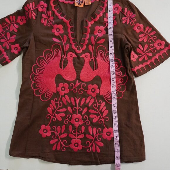 Tory Burch Peacock Embroidered 100% Cotton Blouse Top - Picture 8 of 8